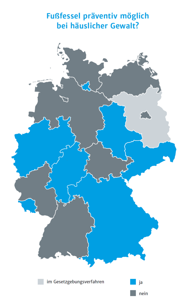 Elektronische Fußfessel: Grafik zeigt die Karte von Deutschland und Bundesländer.