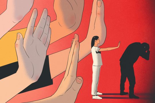 Mehr als 265.000 Opfer Häuslicher Gewalt hat die Polizei im Jahr 2024 registriert. Rund 70 Prozent der Betroffenen sind weiblich. Illustration: Emmanuel Polanco/Sepia