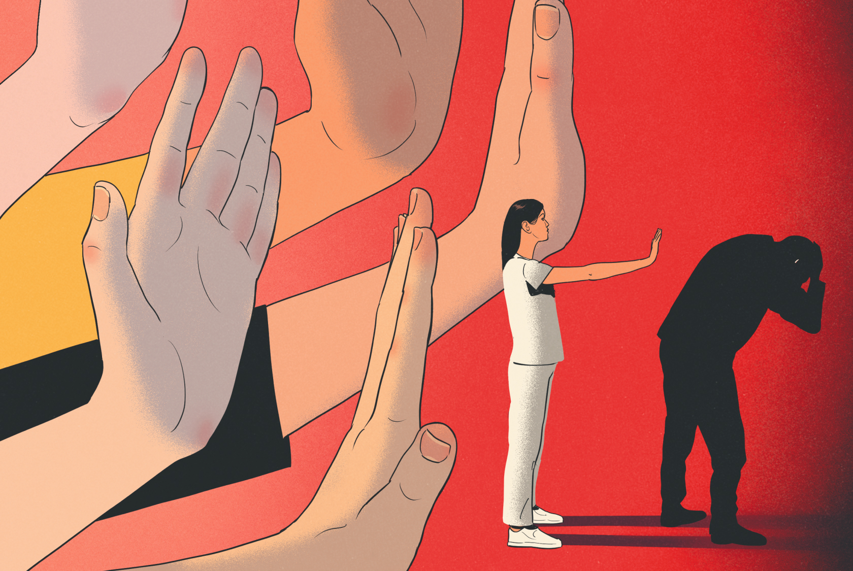 Mehr als 265.000 Opfer Häuslicher Gewalt hat die Polizei im Jahr 2024 registriert. Rund 70 Prozent der Betroffenen sind weiblich. Illustration: Emmanuel Polanco/Sepia