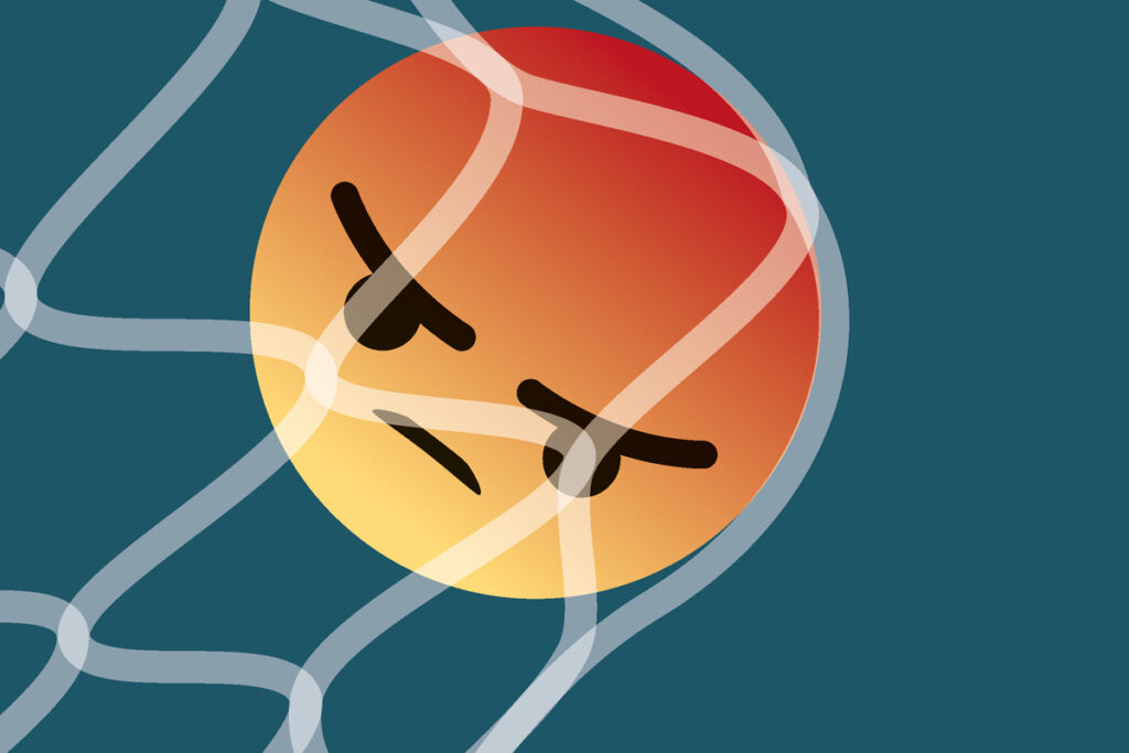 Eine Illustration, die ein wütendes Smiley zeigt